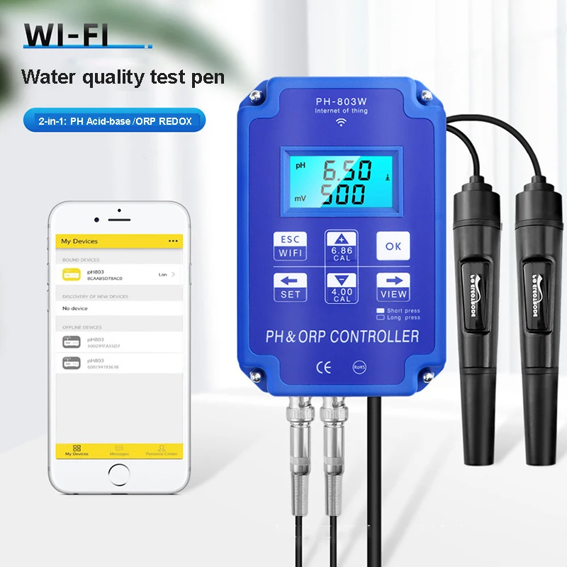 

Digital PH WiFi Redox 2 In 1 Controller Monitor Output Power Control Electrode Probe for Aquarium