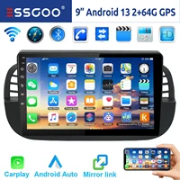 ESSGOO sans fil Apple Carplay Android Auto pour Fiat 500 2007-2015 9 "Android 13 64G voiture stéréo GPS WIFI RDS Bluetooth FM EQ USB 1
