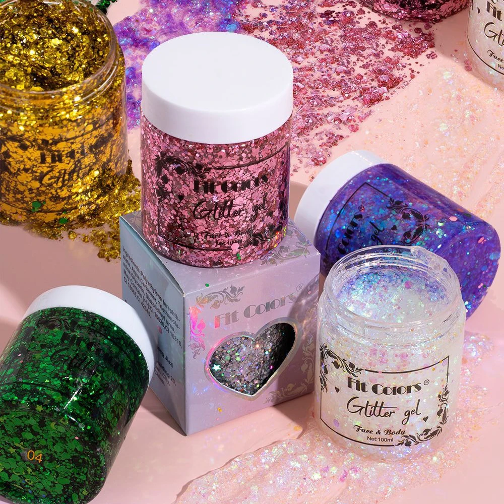Blue Purple Eye Glitter Sequin Gel Nail Hair Body Face Stickers Gel Art Loose Sequins Cream Diamond Festival Makeup With Spoon 2
