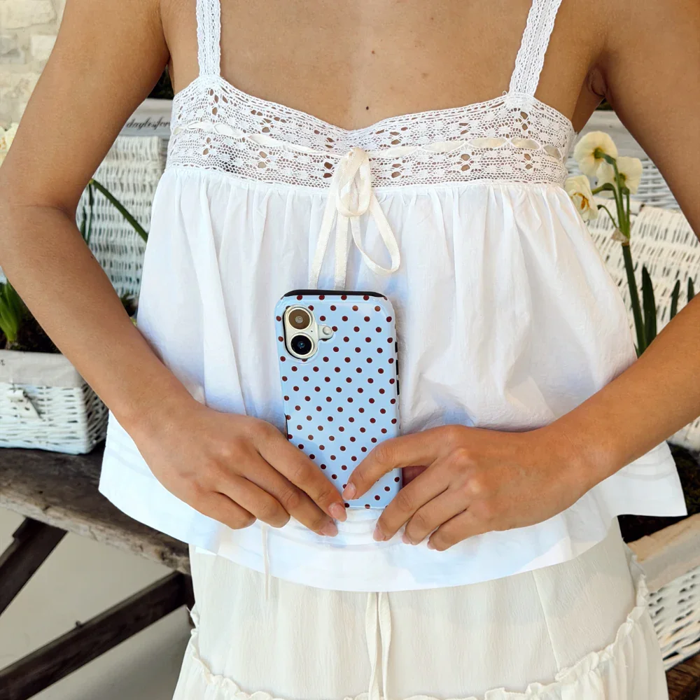 Sky Blue Polka Dot Double-Layer Phone Case