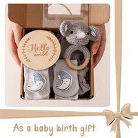 Baby Bad Set Decke Holz Bürste Meilensteine Geschenk – Bild 4
