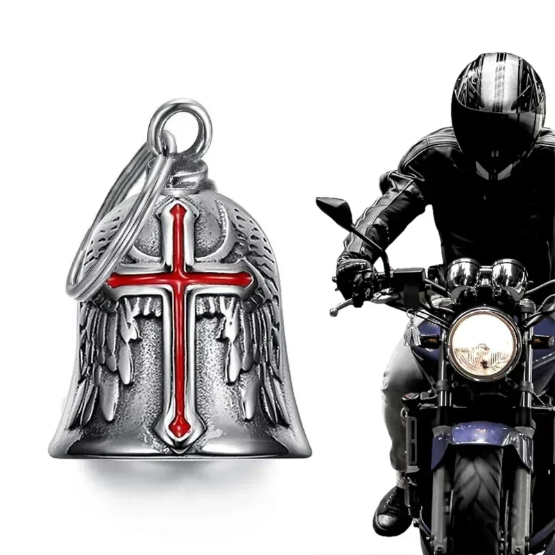 Red Zinc Alloy Guardian Angel Wings Motorcycle Keychain