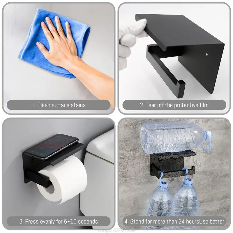 Multifunctional Wall-mount Tissue Holder with Tray Stainless Steel Toilet Paper Dispenser Without Drilling JY29 22 paper towel holder toilet paper holder toilet paper rack toilet roll holder paper towel rack tissue holder