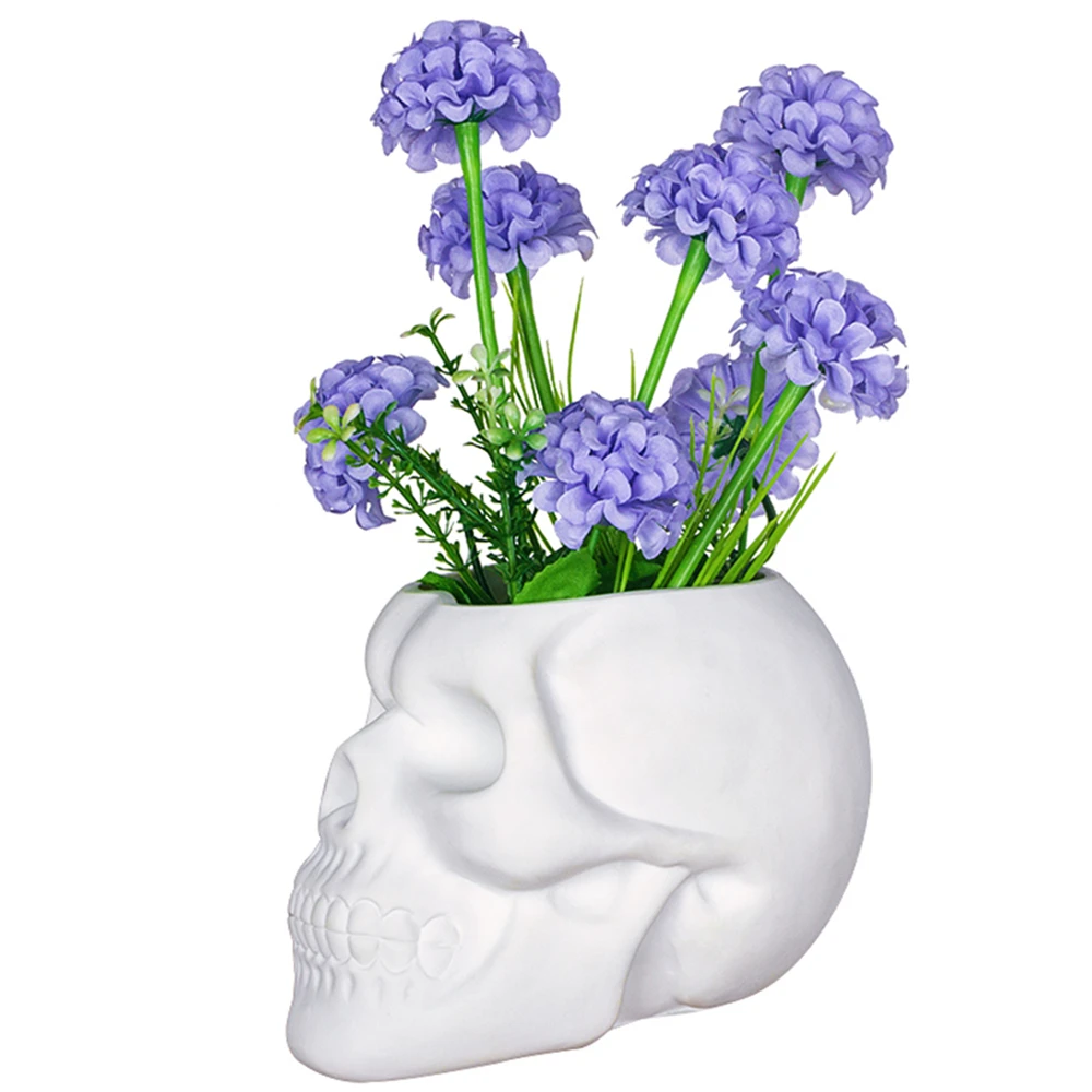 Rosa Totenkopf Horror Kleiner Blumentopf Make-up Pinsel Eimer Totenkopf Halloween Dekorationen Tischzubehör Display Stifthalter Geschenk – Detail 17