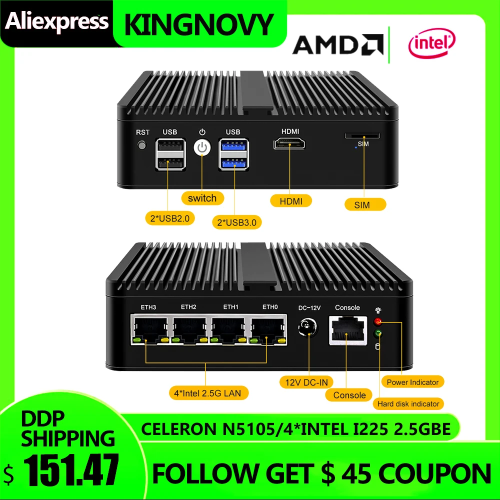 New-Cases-Blue-Board-Soft-Router-Celeron-N5105-4-Intel-I225-2-5GbE-Nics ...