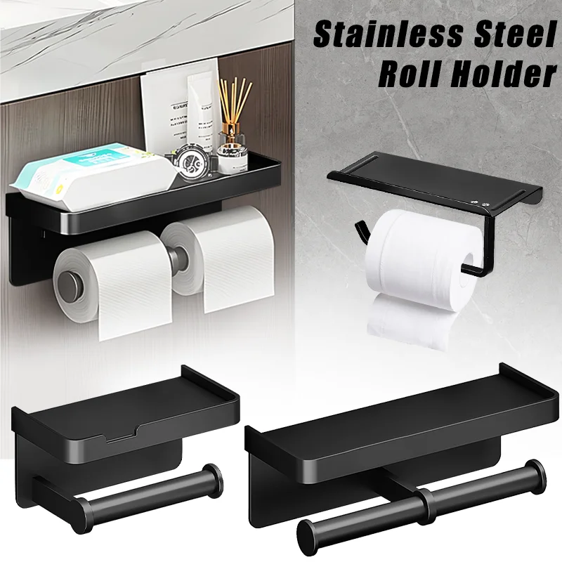 Toilet Paper Holder Wall-Mounted Aluminum alloy Toilet paper holder tissue rack Bathroom tissue holder Bathroom Accessories wall mounted paper towel rack roll holder creative solid wood paper towel hook bathroom roll paper rack bathroom accessories