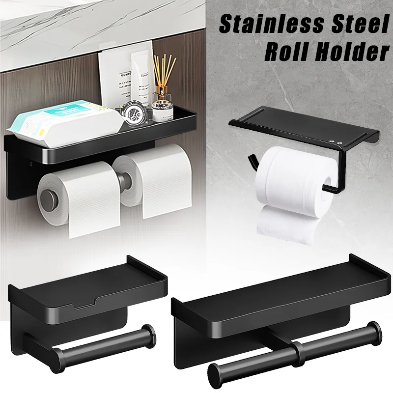 Toilet Paper Holder Wall-Mounted Aluminum alloy Toilet paper holder tissue rack Bathroom tissue holder Bathroom Accessories kitchen toilet towel rack stand paper holder tissue holder hanging bathroom toilet paper holder roll paper holder storage rack