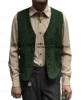 Casual Men's Fashion Suede V Neck Waistcoat Denim jacket  Single Breasted Men’s Vest 2
