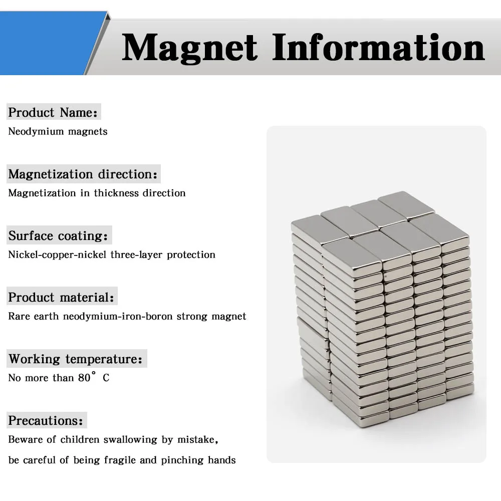 10x5x2 ﻿ mm Superstarker Blockmagnet Neodym-Magnet NdfeB N35 Starker Permanentmagnet imanes Kühlschrankmagnet – Detail 2