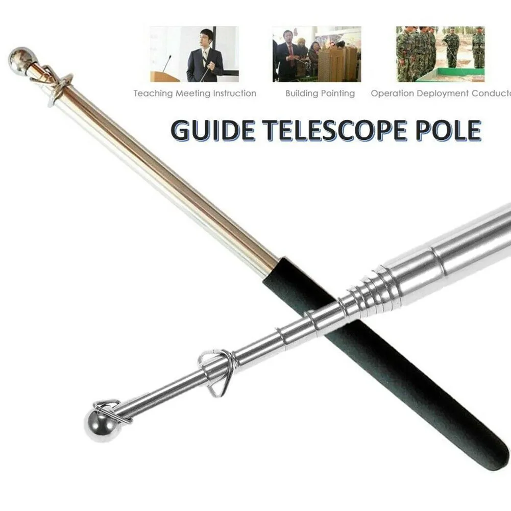 Telescopic Flagpole 1.6M Stainless Steel Sponge Handle Portable Flag Waving Teaching Pointer