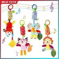Baby Soft Hanging Rattle Crinkle Squeaky Toy Pendant Rings Plush Animal Stroller Infant Trolley Car Bed Crib Hanging Wind Chimes 1
