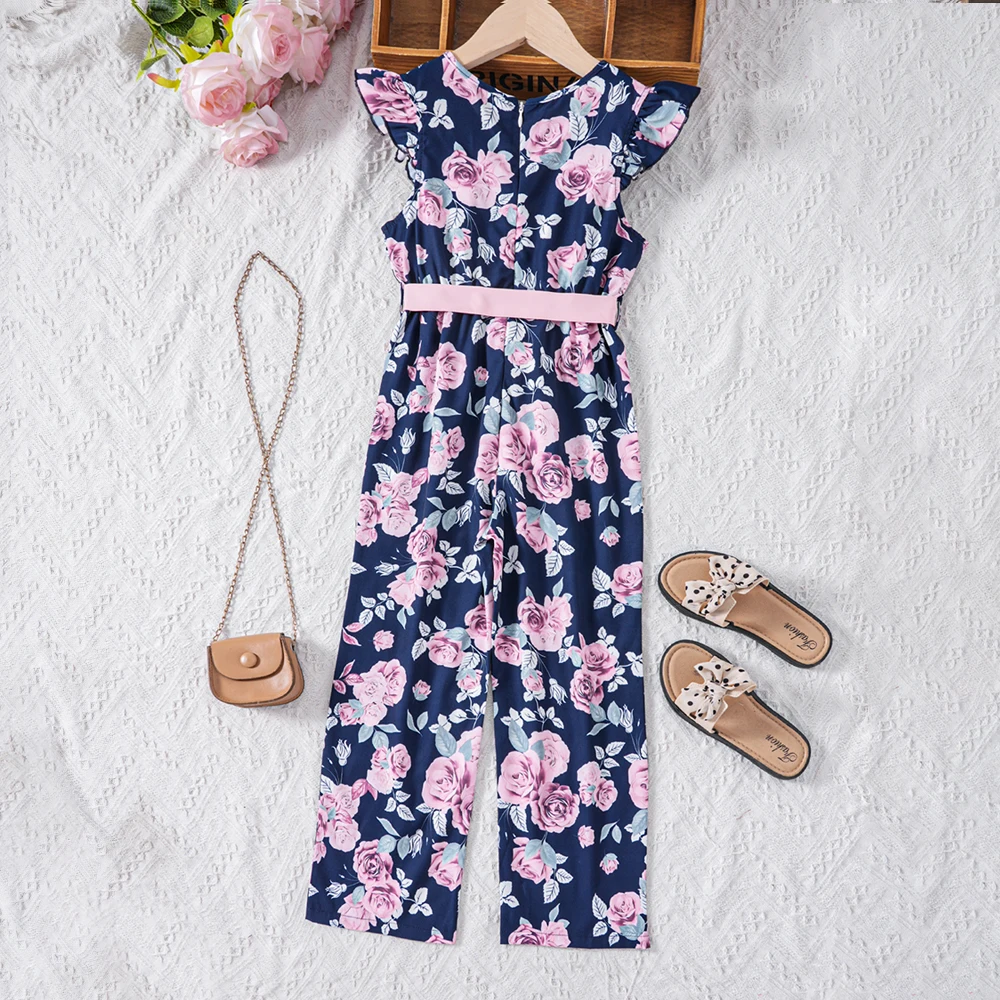 New Summer Vacation Style Flower Print jumpsuit for Girls from Zhongda Children's School