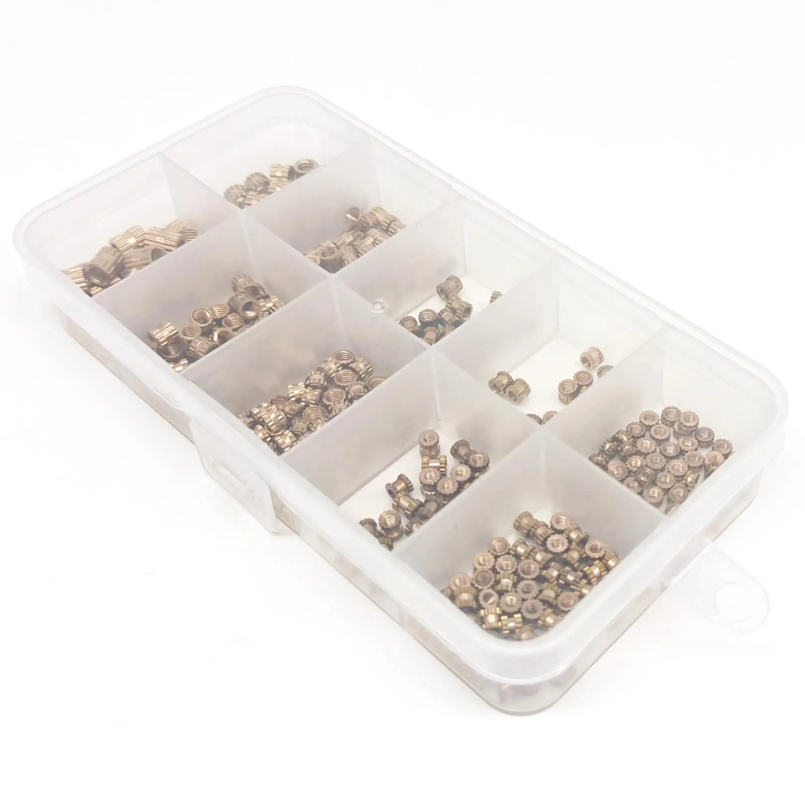 insert nut 375/400pcs Injection Molding Knurl Insert Nut Embedded Nutsert Assortment Kit Set 10 Mix Size M2 M2.5 M3 M4 Solid Brass Copper