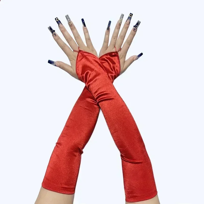 1920er Jahre Maskerade langer Stil Haken fingerlose Satinhandschuhe Braut Hochzeitskleid Sonnenschutz Fotografie Handschuhzubehör – Detail 7