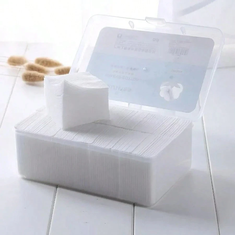 1000Pcs 일회용 메이크업 코튼 물티슈 소프트 리무버 패드 페이셜 클렌징 페이퍼 와이프 코스메틱 패드 박스 포함