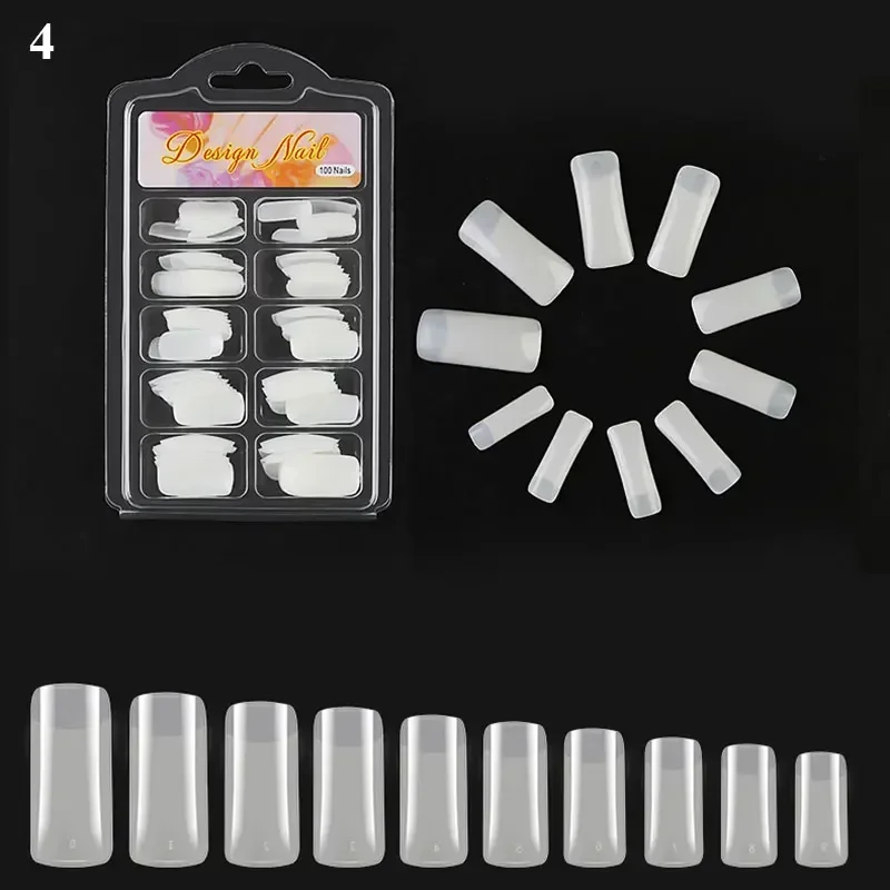 Natural Transparent Seamless Full Coverage False Nail Tips - 100pcs/box