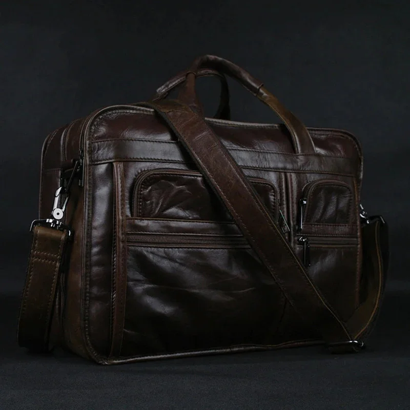 

Роскошный портфель из натуральной кожи для мужчин, деловая сумка-тоут, портфель для ноутбука, мессенджер для документов