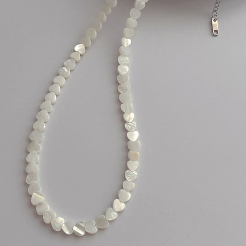 Fashion Jewelry One Layer Shell Heart Necklace For Women Girl Sweet Korean Temperament Celebration Gift Popular Style