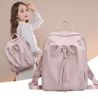 Bag for Woman Aesthetic Backpack Fashion Design Girl Bags Pleated Fabric Drawstring Cute Thin Back Pack Foldable Light Schoolbag 1