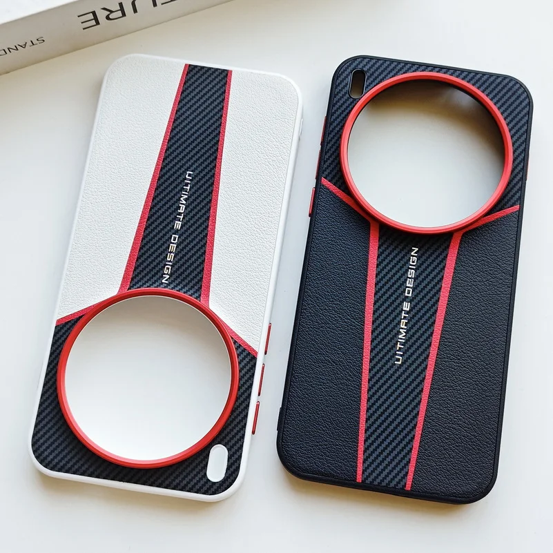 Enhanced Red Carbon Fiber Leather Patchwork Slim Protective Phone Case