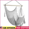 Hammock Chair Hanging Swing Chair Soft Cotton Rope Indoor Outdoor High Load-Bearing Metal Bar Comfortable Relaxing Easy Setup 1