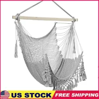 Hammock Chair Hanging Swing Chair Soft Cotton Rope Indoor Outdoor High Load-Bearing Metal Bar Comfortable Relaxing Easy Setup 1