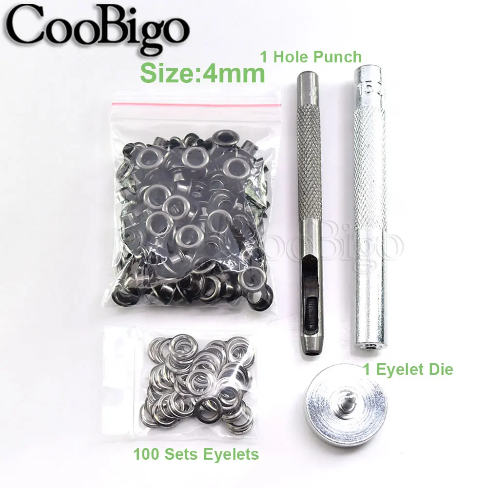 Black Metal Grommet Tool Kit for DIY Crafting and Accessories