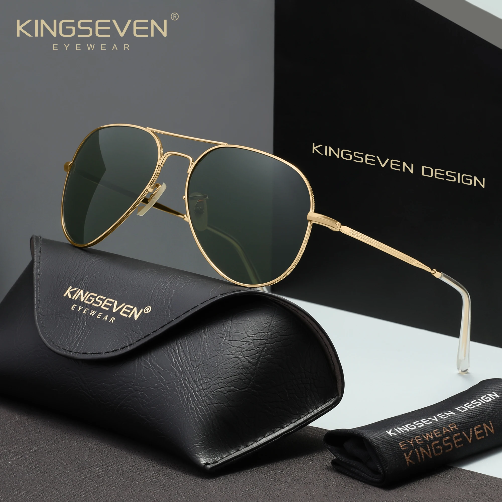KINGSEVEN Pilot Men Sunglasses Polarized Alloy Frame UV400 Glasses Women Retro Luxury Male Female Driving Causal Summer Eyewear