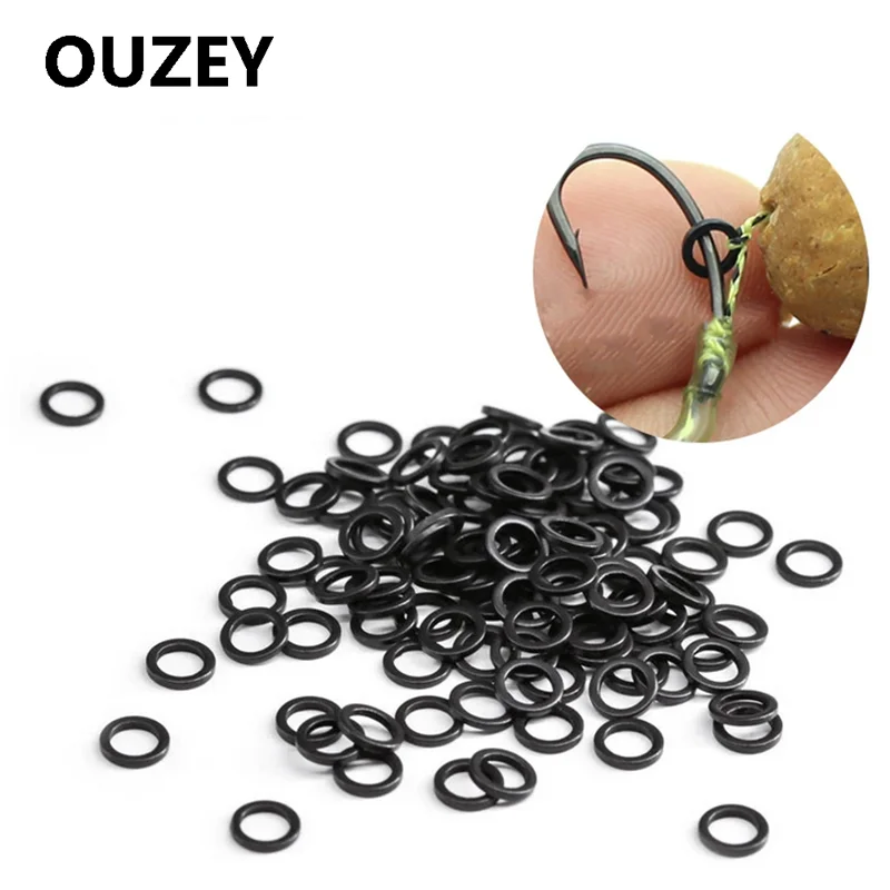 OUZEY 100 Stück robuster Edelstahl, glatt, Angelring, Angelgerät, Drehverbinder, Jigging, Salzwasserköder, Haken, solide Ringe