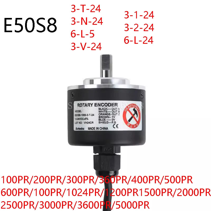 E50S8-360-3-T-24 E50S8-600-3-T-24 E50S8-1000-3-T-24 E50S8-500-3-T-24 AUTONICS New Rotary Encoder 3-T-24 3-N-24 6-L-5 3-V-24