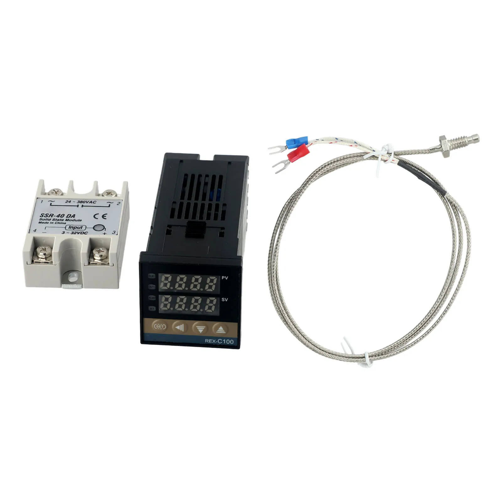 

PID Temperature Controller REX-C100 Intelligent TemperatureController SSR 40DA K Thermocouple Heat Sink Kit