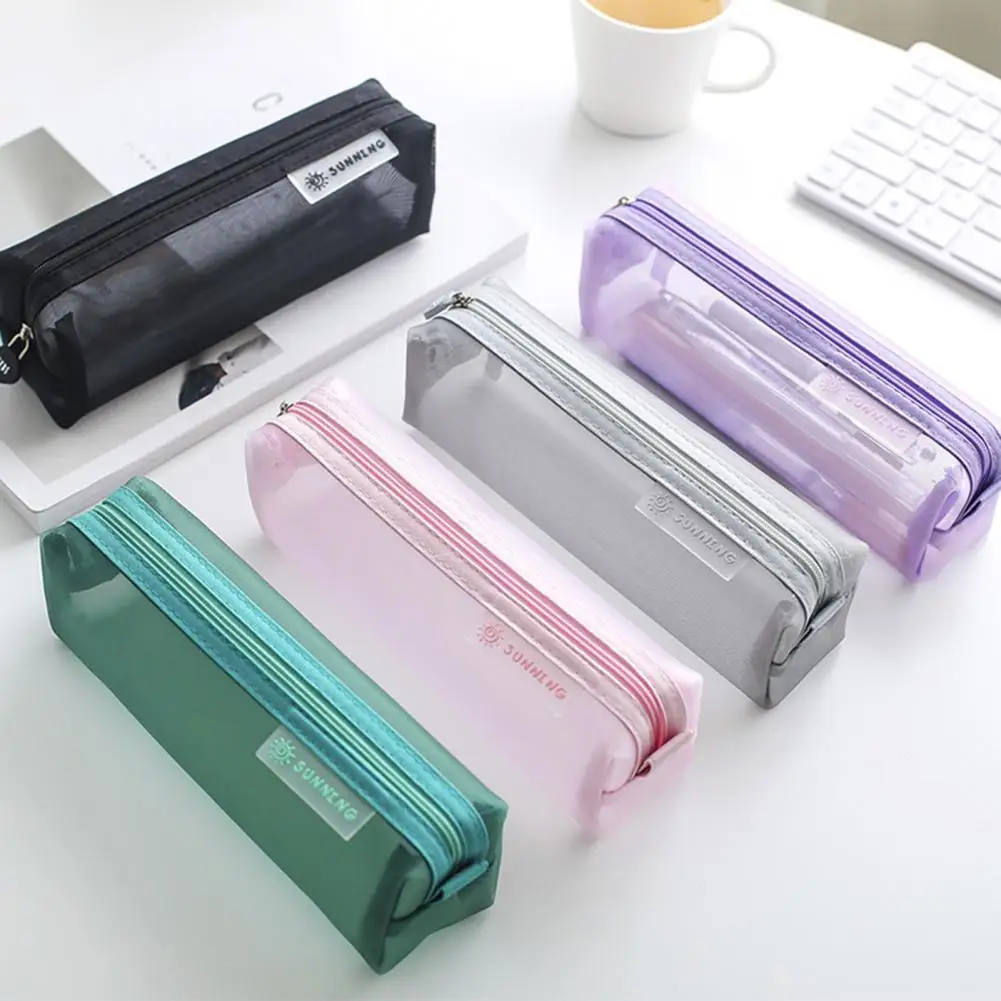 Pencil Case Transparent Stationery Pencil Bag Examination Mesh Pen Case Pouch Zipper School Supplies cajas de l&aacute;pice pencil cases