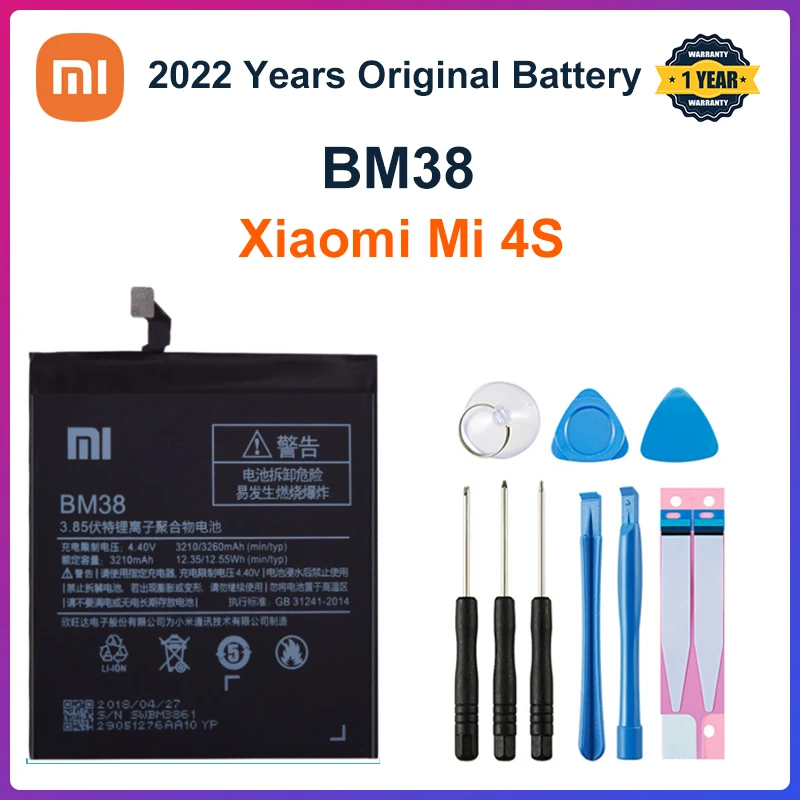 

XiaoMi Original Replacement Battery BM38 For Xiaomi Mi 4S M4s 100% New Authentic Phone Battery 3260mAh