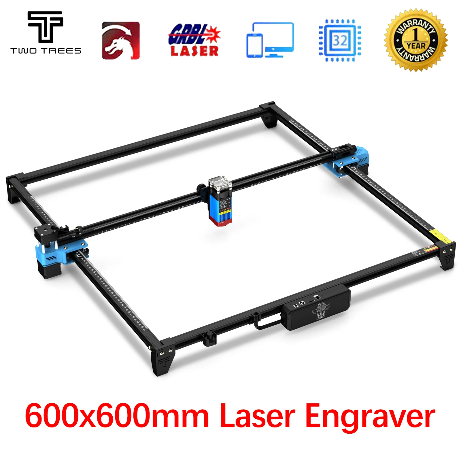 TwoTrees 600x600mm Laser Engraving Machine 40W/80W TTS-55 PRO Upgrade Glass Acrylic Matel Laser Engraver Plywood Leather Cutting