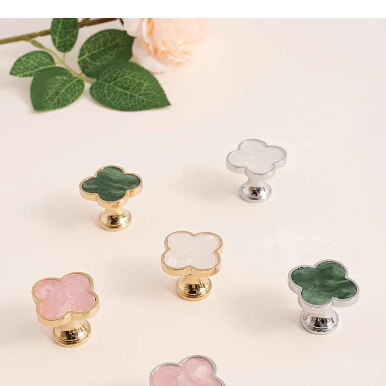 silver clover drawer knob modern cabinet handle