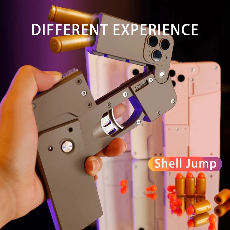 

Outdoor Sport Toy Fake Guns Mobile Phone Model Bullet Shelling Folding Gun 2 Burst Rubber Guns Boy Toys Gift Pistol Party Supply