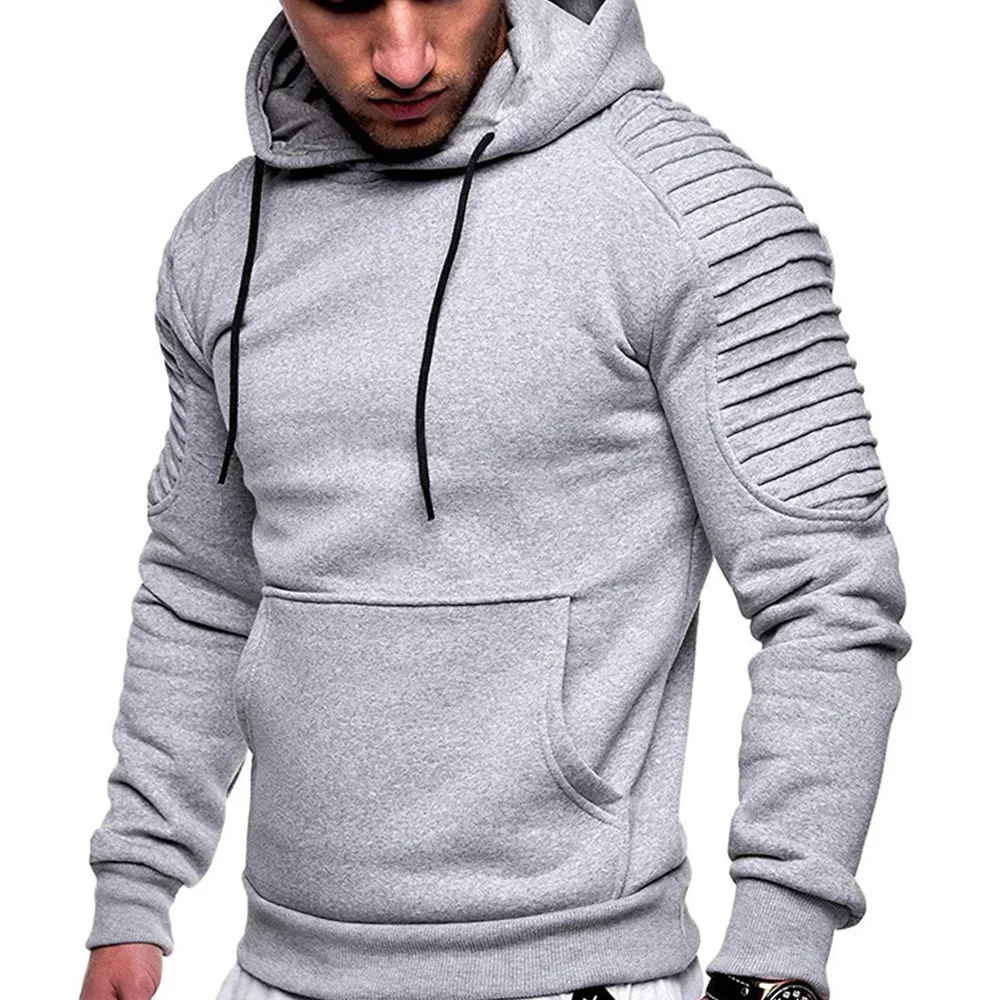 Autumn Winter Men Hooded Sweatshirt Long Sleeve Camouflage Hoodies Gym Fitness Clothing Jacquard Stripe Solid Color Male Hoodies