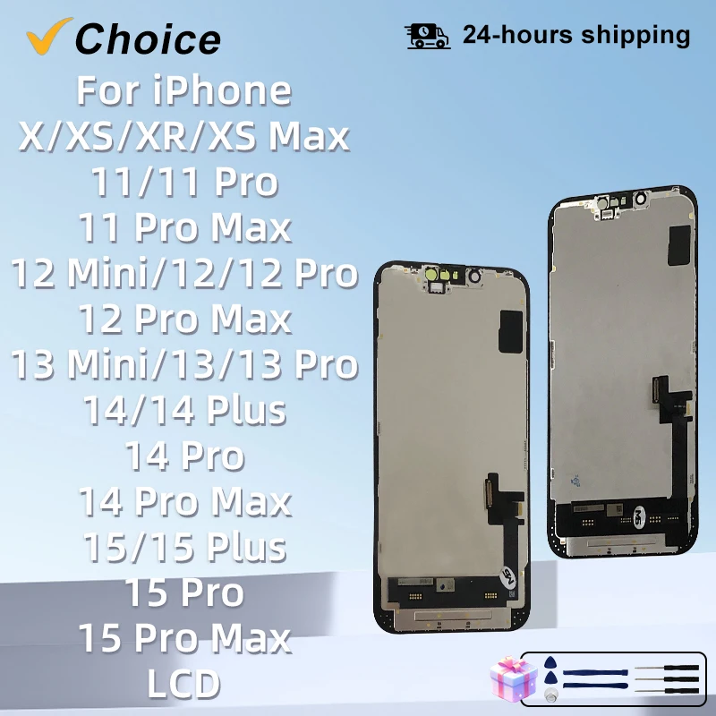 아이폰 X XR XS 디스플레이용 CHOICE AAA+ OLED, 3D 터치 스크린 디지타이저, 11 Pro 12 Mini 13 Pro Max 14 Plus LCD 교체 부품