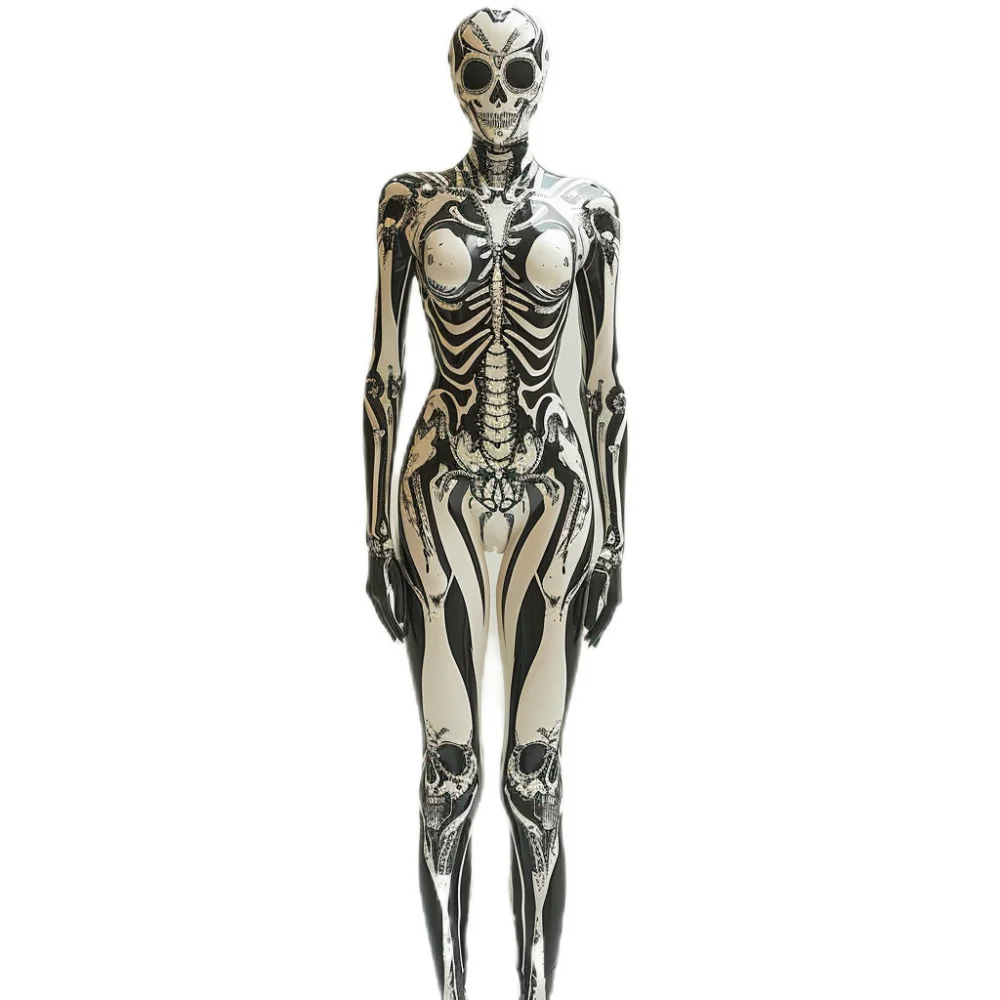 thumbnail image 1 of Body de esqueleto de Halloween con capucha y máscara de esqueleto con impresión 3D, mono punk para fiesta navideña, disfraz de cosplay de calavera, 1 of 4