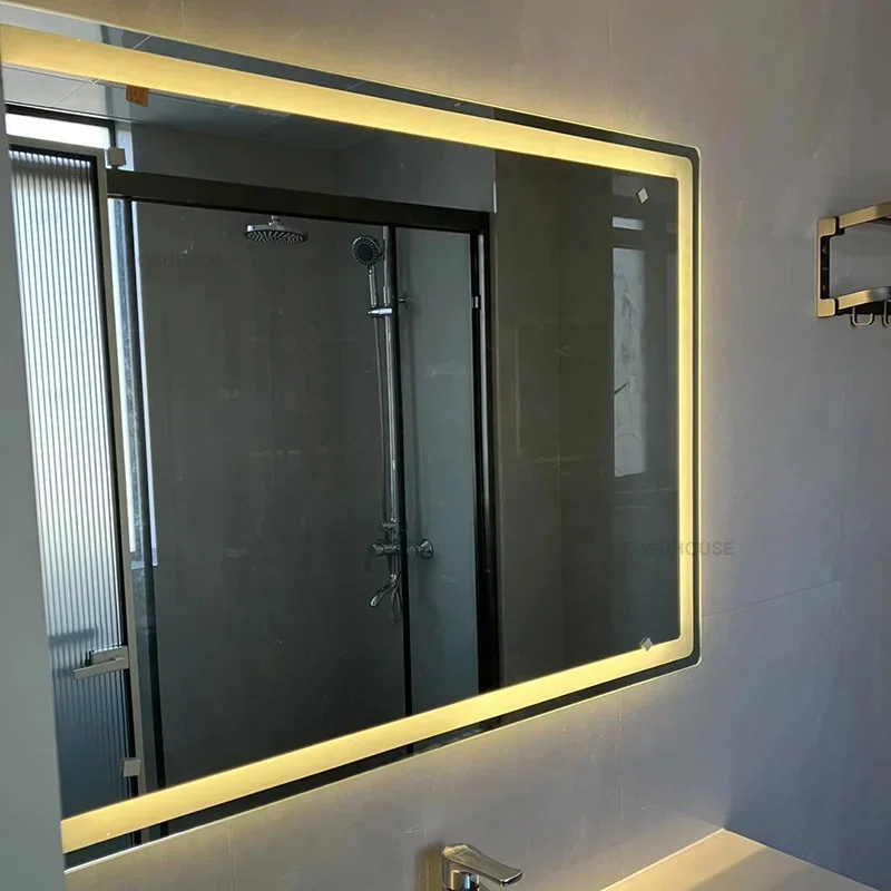 Description Picture 6 of itemLight Luxury Smart Bathroom Mirrors Toilet Touch Screen Bathroom Mirror with Light Minimalist Wall-mounted Bath Mirrors for Home