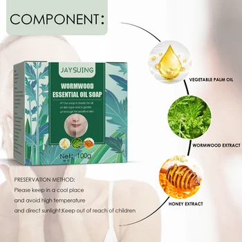 Facial Cleansing Bar Gentle Wormwood Face Wash Bar Soap Natural Herb Bar Soap Wormwood Soap Bar For Face & Body Cleaning 5