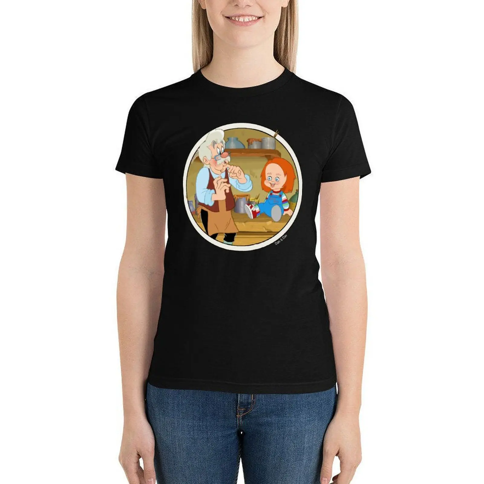 

The Puppeteer And His Doll Chucky Tee Shirt Tv Series Cotton Plus Size Woman T Shirt Short Sleeve Street Style T-Shirt