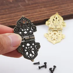 1/2Pcs Antique Bronze Mini Lace Hinge Small Decorative Jewelry Wooden Box Cabinet Door Butt Hinges with Nails Furniture Accessor