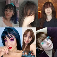 Frange à Air synthétique naturelle courte marron noir, Extension de faux cheveux, 1 Clip, postiches, accessoires pour femmes et filles 5