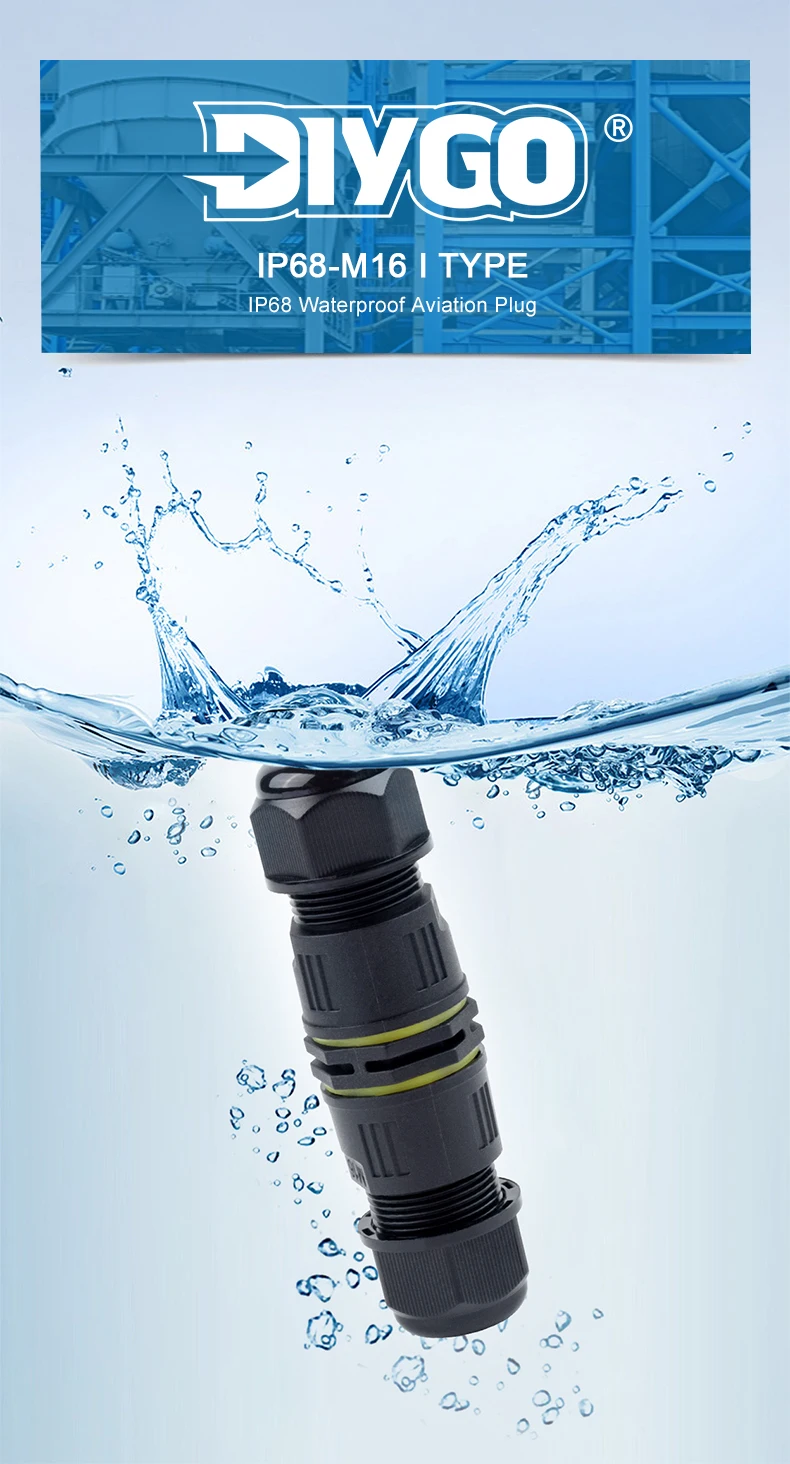 Description Picture 6 of itemIP68 Waterproof Connector M16 Screw Splicing Quick Wire Cable Terminal block 2/3 Pin Outdoor Plug Straight Conductor Connector