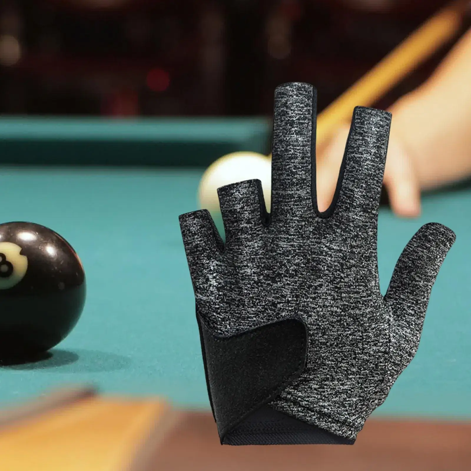 Billiards Glove Left Hand Adjustable Professional Five Finger Snooker Cue Glove Pool Glove for Billiard Teens Women Men Shooters