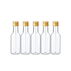 10 - Pack Mini Plastic Liquor Bottles with Assorted Caps - 50ml (Golden Cap)