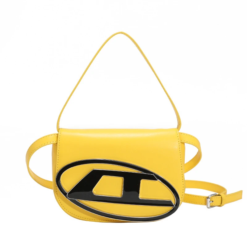 Diesel Luxury Yellow Women Top Handle Purse Half Round Design Brand