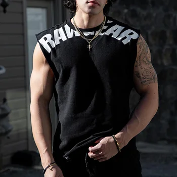 Men's Summer Trend Cotton Tank Tops Male Sweat Sleeveless Shirt Muscle Sports Gym Fitness Workout O-Neck Vest Casual Clothing 1