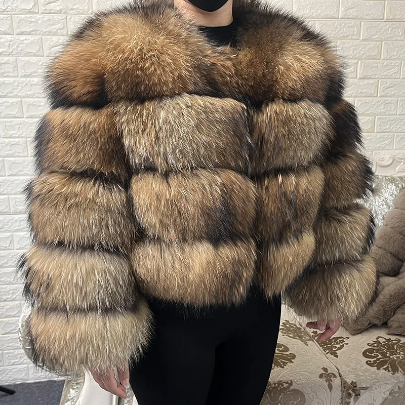 2024 maomaokong Super Hot Winter Women Luxury Thick Real Raccoon Fur Coat Natural Fox Fur Jacket Plus Size Jackets Female Vest - Image 5